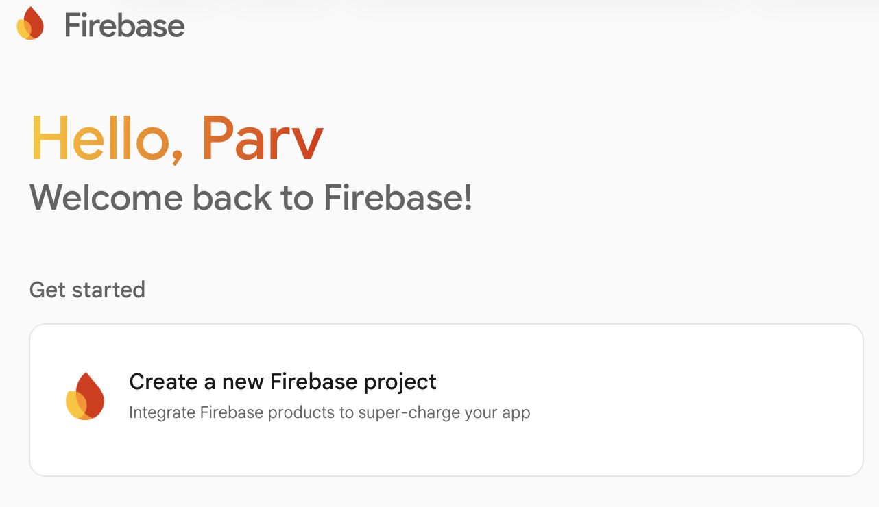 Firebase console — creating or viewing a project