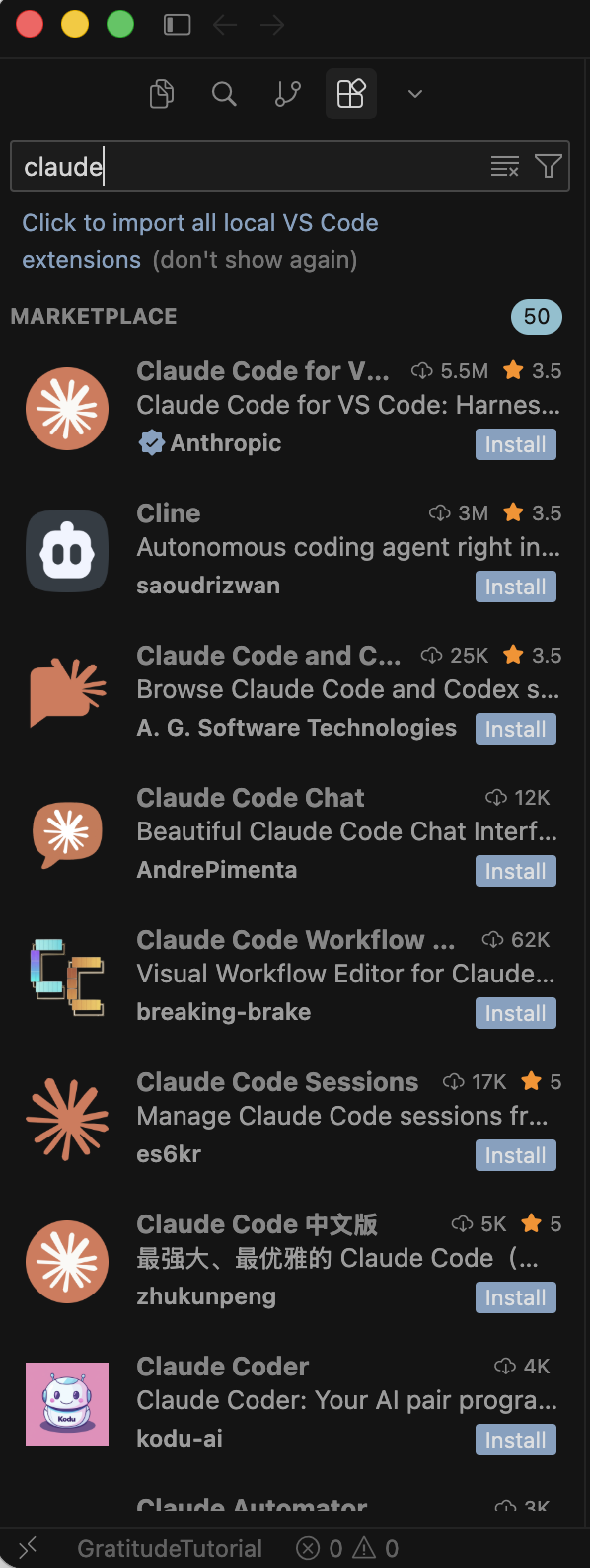 Extensions marketplace — search for Claude Code and click Install on the Anthropic extension